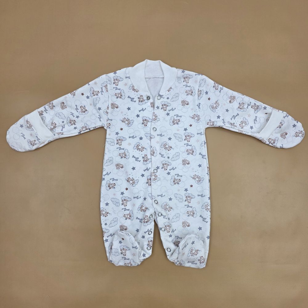 Комбинезон №6 (футер, кнопки спереди и снизу, закрытые ручки и ножки) артикул анонс 0376-62МД