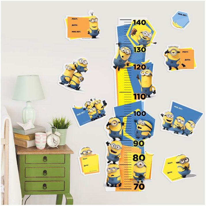 Картинка Наклейка - ростомер "Миньоны", Гадкий Я (№3427943) от магазина Мир детей Товары для Новорожденных