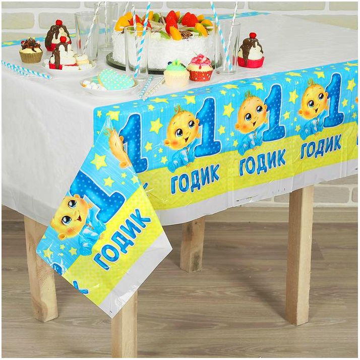 Скатерть «1 годик», малыш, 180х137 см артикул анонс 2619056