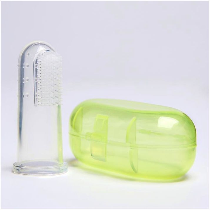 Прорезыватель - массажер детский в контейнере, 3 в 1, на палец, силиконовый от 3 мес. артикул анонс 2932009