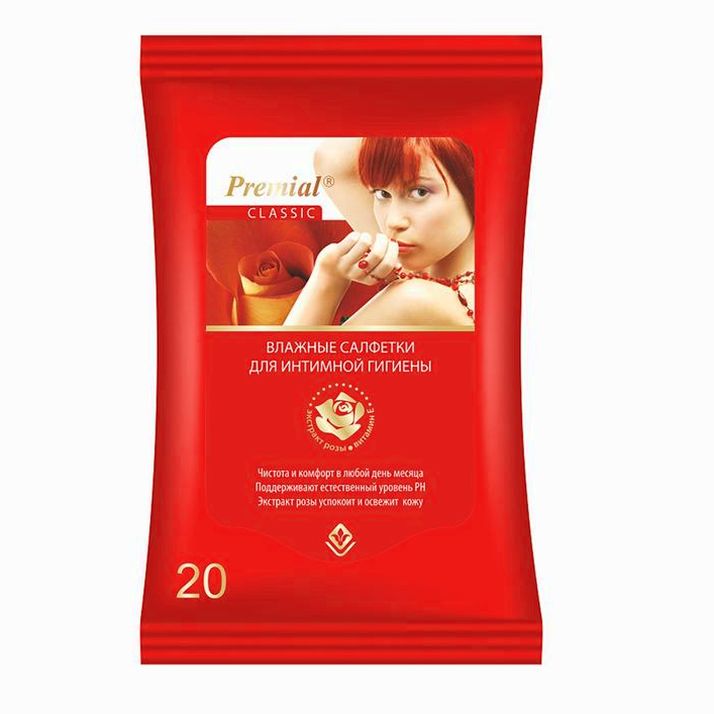 Влажные салфетки Premial Роза, для интимной гигиены, 20 шт. артикул анонс 740923