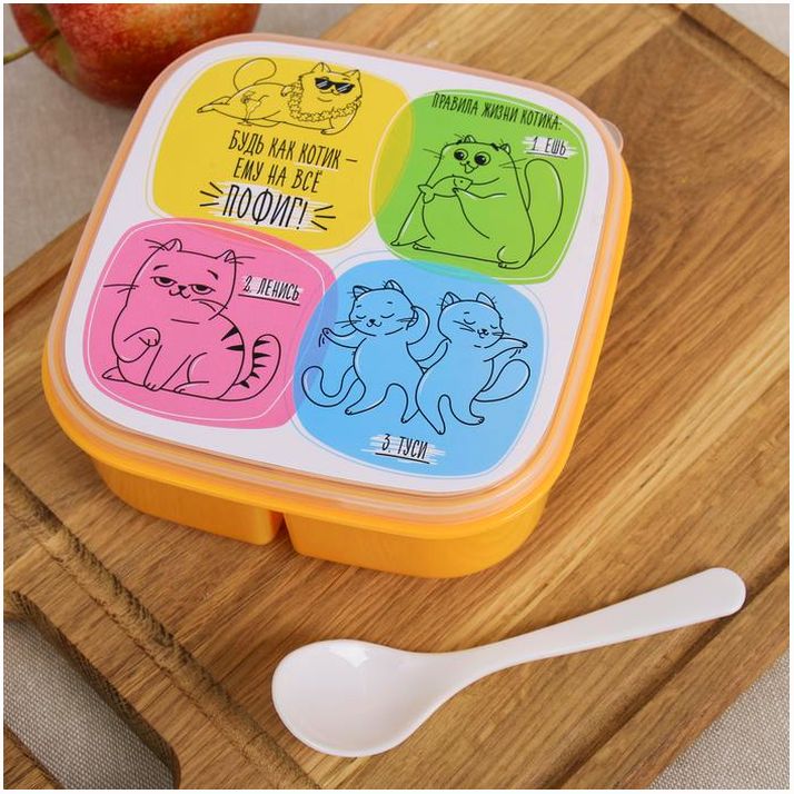 Ланч-бокс с ложкой «Кот», 400 мл артикул анонс 3733343