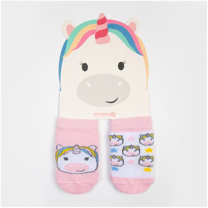 Набор носков Крошка Я «Единорог», 2 пары, 6-8 см артикул анонс 9085166