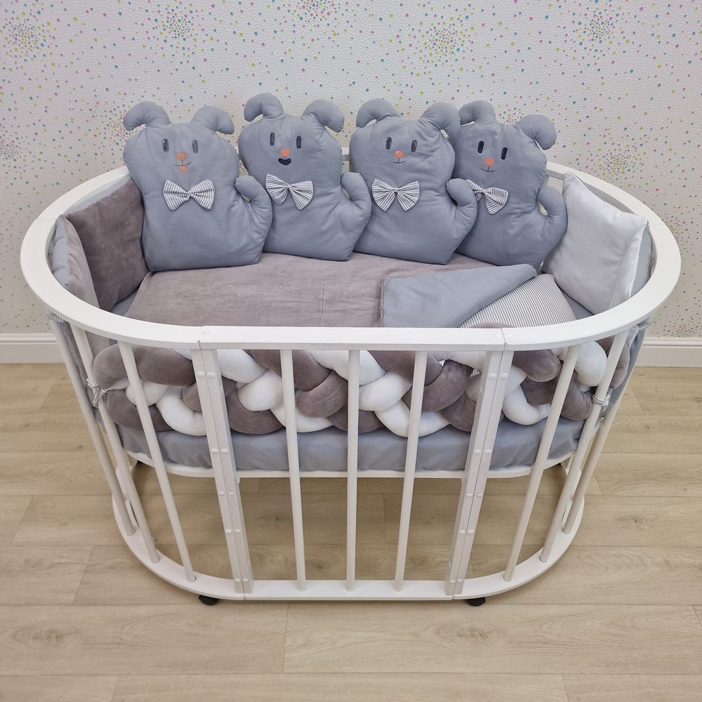 Картинка КПБ 16 пр (борт + пододеяльник + одеяло + наволочка + подушка + простынь (плюш/бязь) (№1179-0-1бб) цвета в ассортименте от магазина Мир детей Товары для Новорожденных