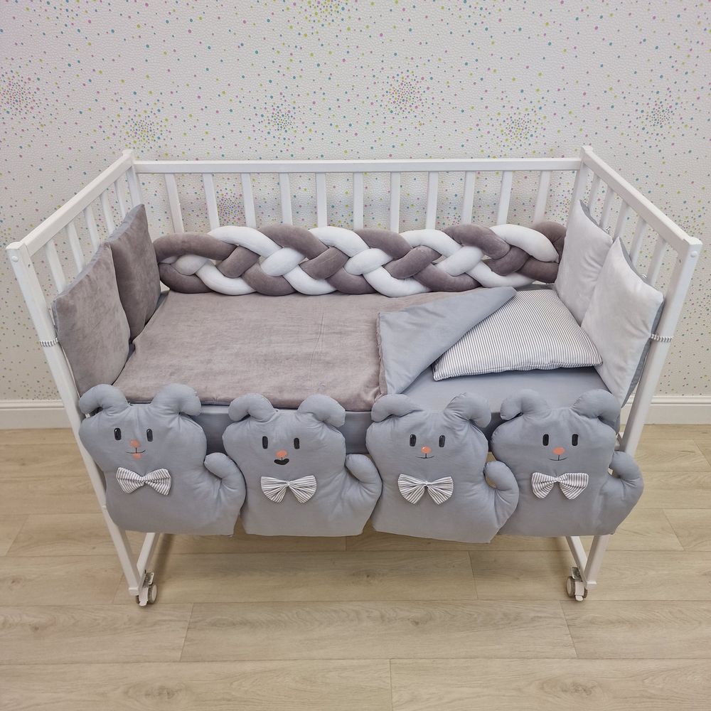 Картинка КПБ 16 пр (борт + пододеяльник + одеяло + наволочка + подушка + простынь (плюш/бязь) (№1179-0-1бб) цвета в ассортименте от магазина Мир детей Товары для Новорожденных