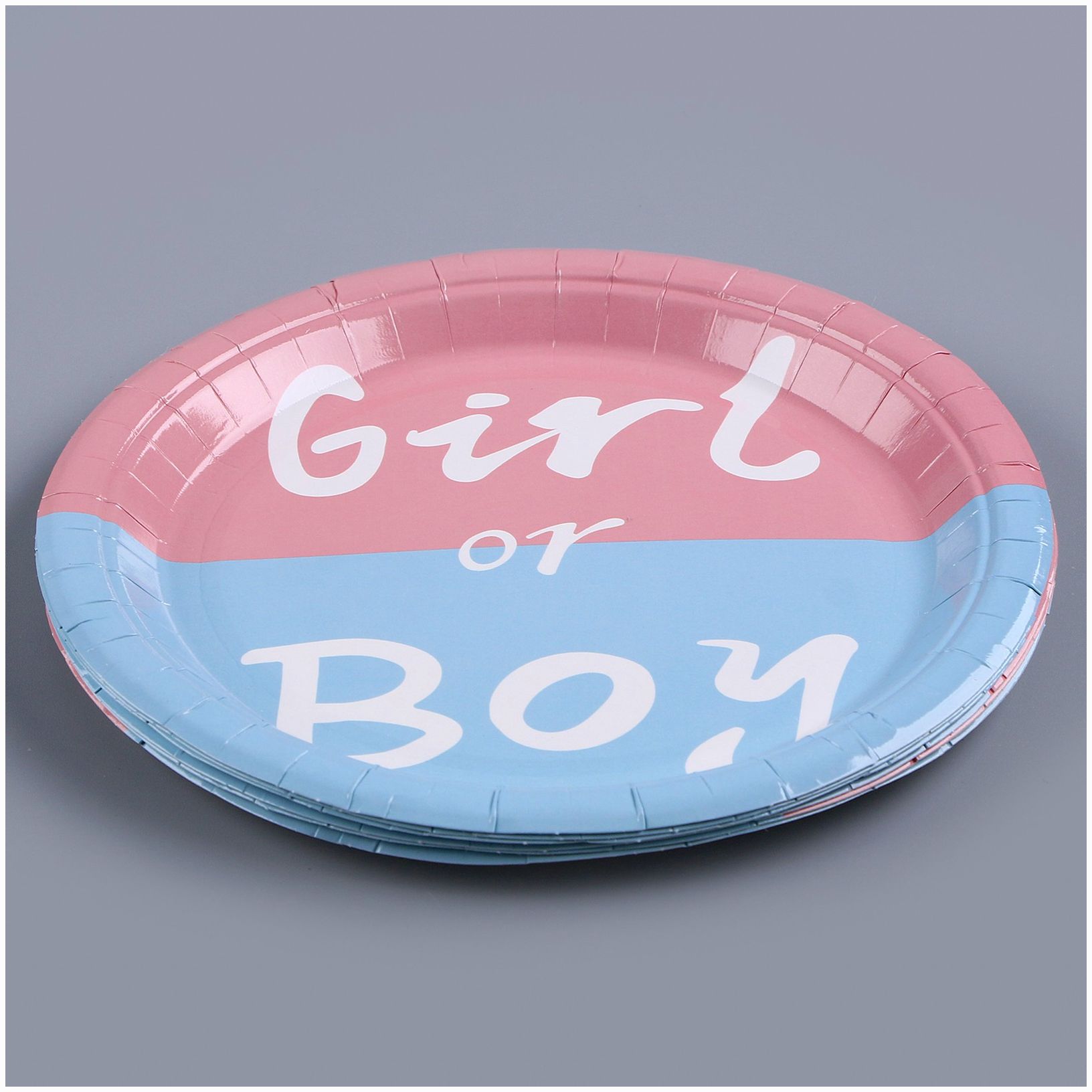 № 9803690 Тарелка бумажная для гендер-пати, набор 6 шт.