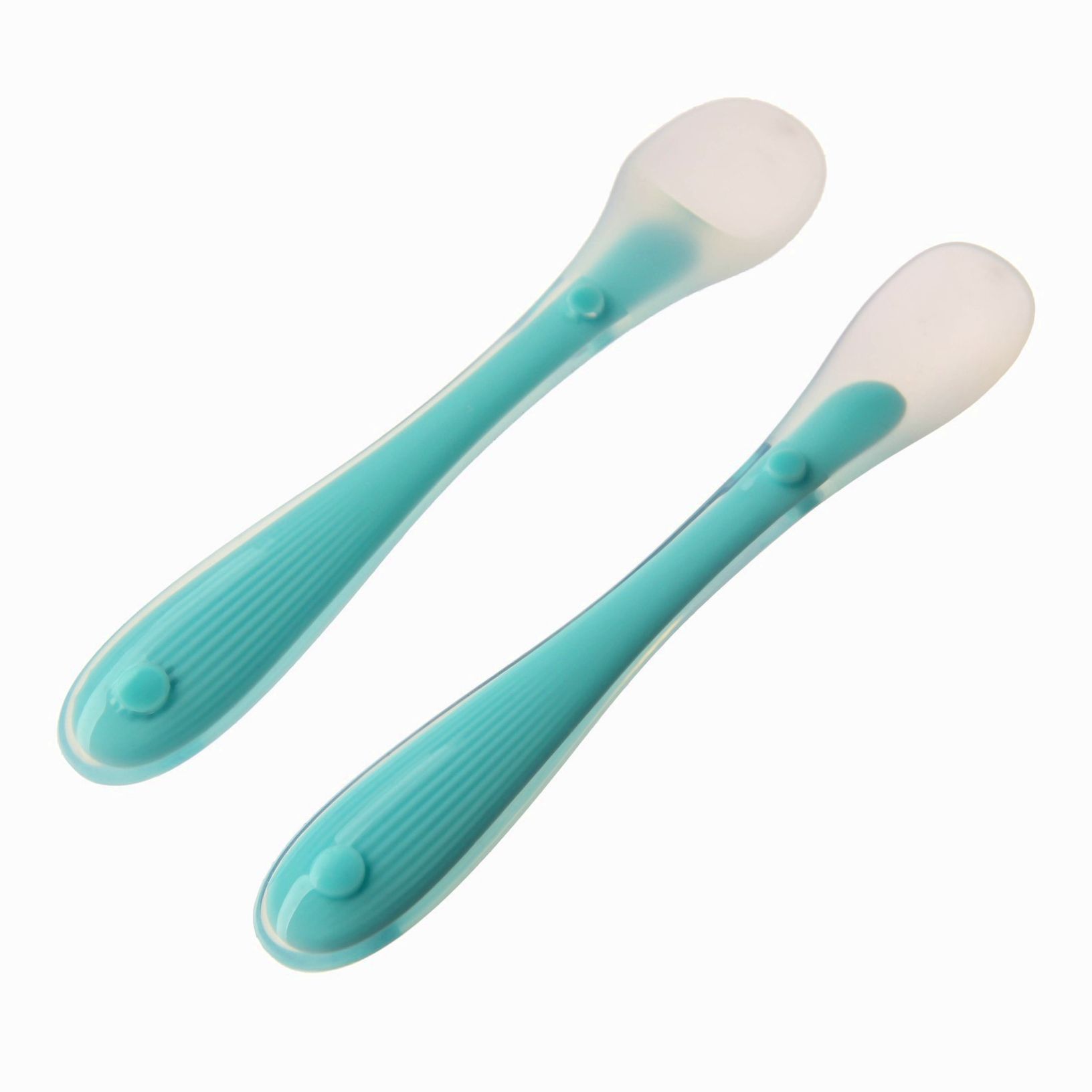 Картинка Набор силиконовых ложек для кормления, 2 шт., цвет бирюзовый (№9037712) от магазина Мир детей Товары для Новорожденных