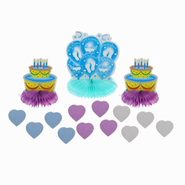 Бумажное украшение для стола «С рождением малыша», тортики, сердечки, набор 3 шт. артикул анонс 1236914