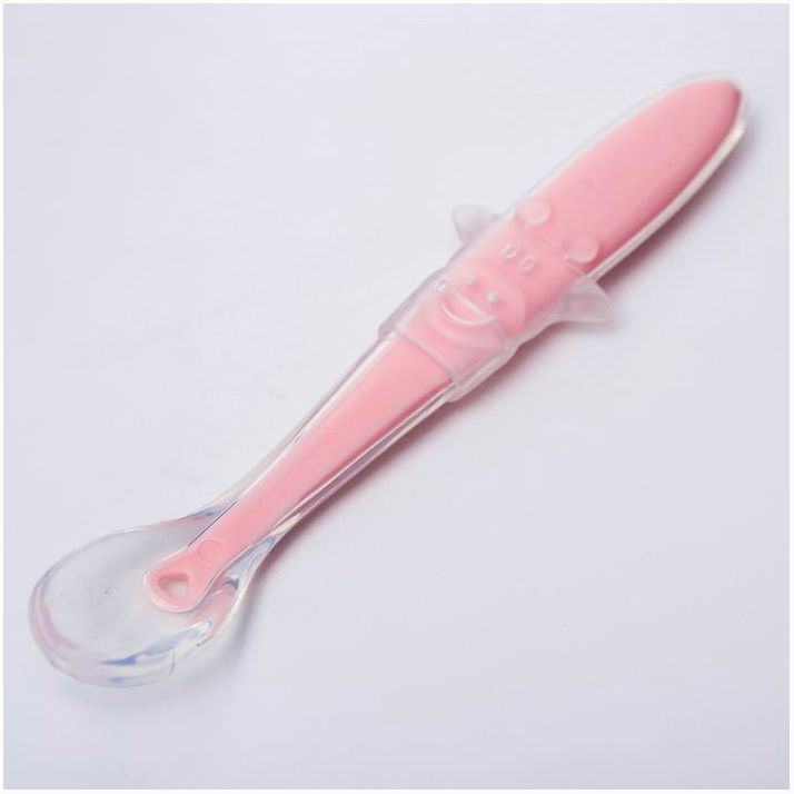 Ложка силиконовая детская «Жирафик», цвет розовый артикул анонс 4768002