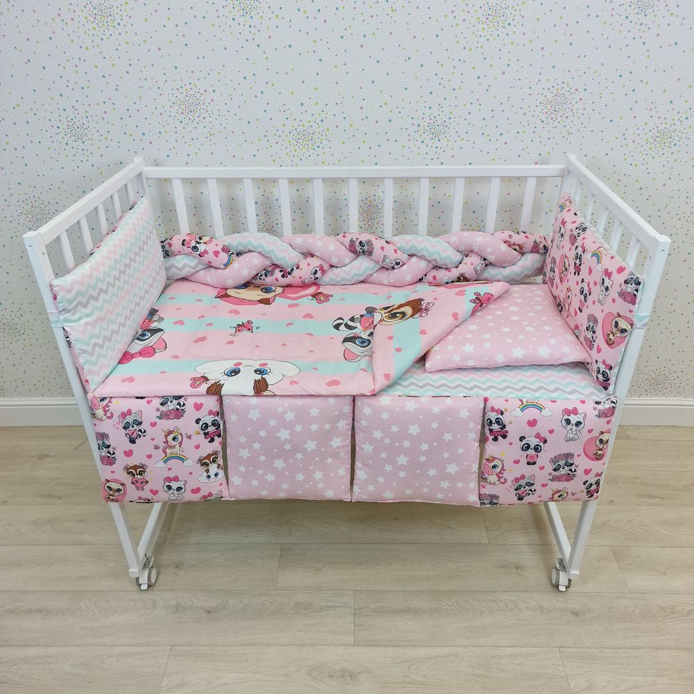 КПБ 14 пр (борт + пододеяльник + одеяло + наволочка + подушка + простынь (бязь) коса артикул анонс 1155-0-1бб_05