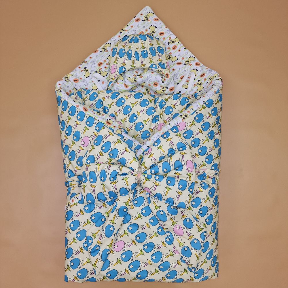 Комплект на выписку 5 пр: одеяло+комбинезон+шапочка+чепчик+бант артикул анонс 1892д-2-2_к_10