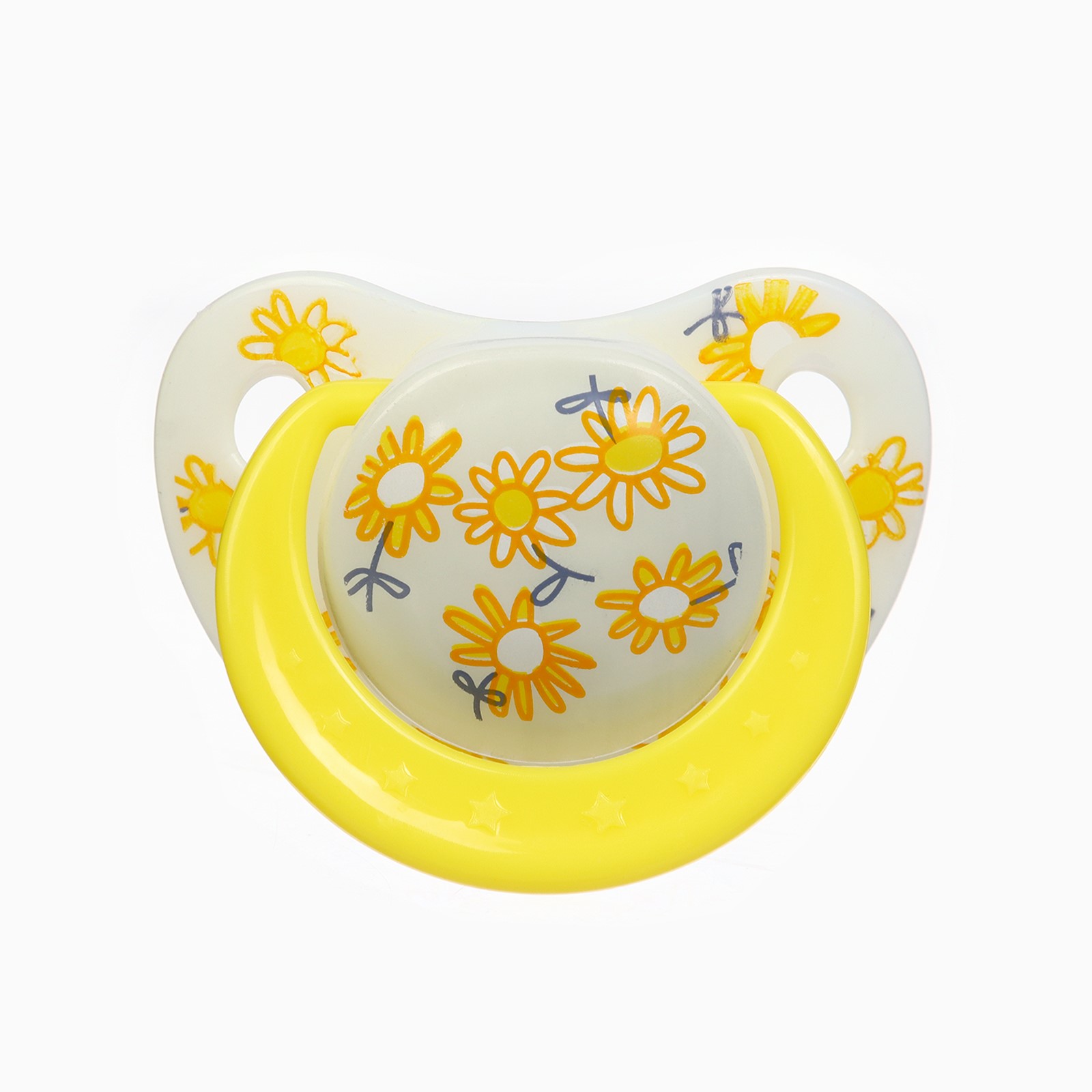 № 9844211 Соска - пустышка ортодонтическая «Цветы», +6 мес., цвет желтый