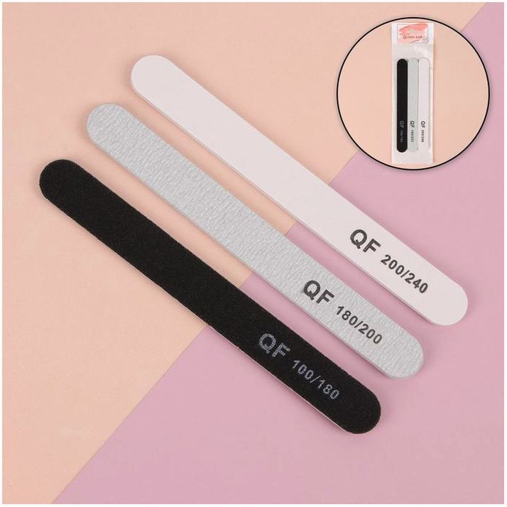 Пилки - наждаки, абразивность 100/180, 180/200, 200/240, 18 см, 3 шт, цвет чёрный/серый/белый артикул анонс 2760108