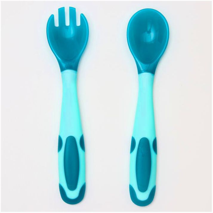 № 4800407 Набор приборов для кормления термовилка и термоложка, 2 шт, цвет зеленый/синий