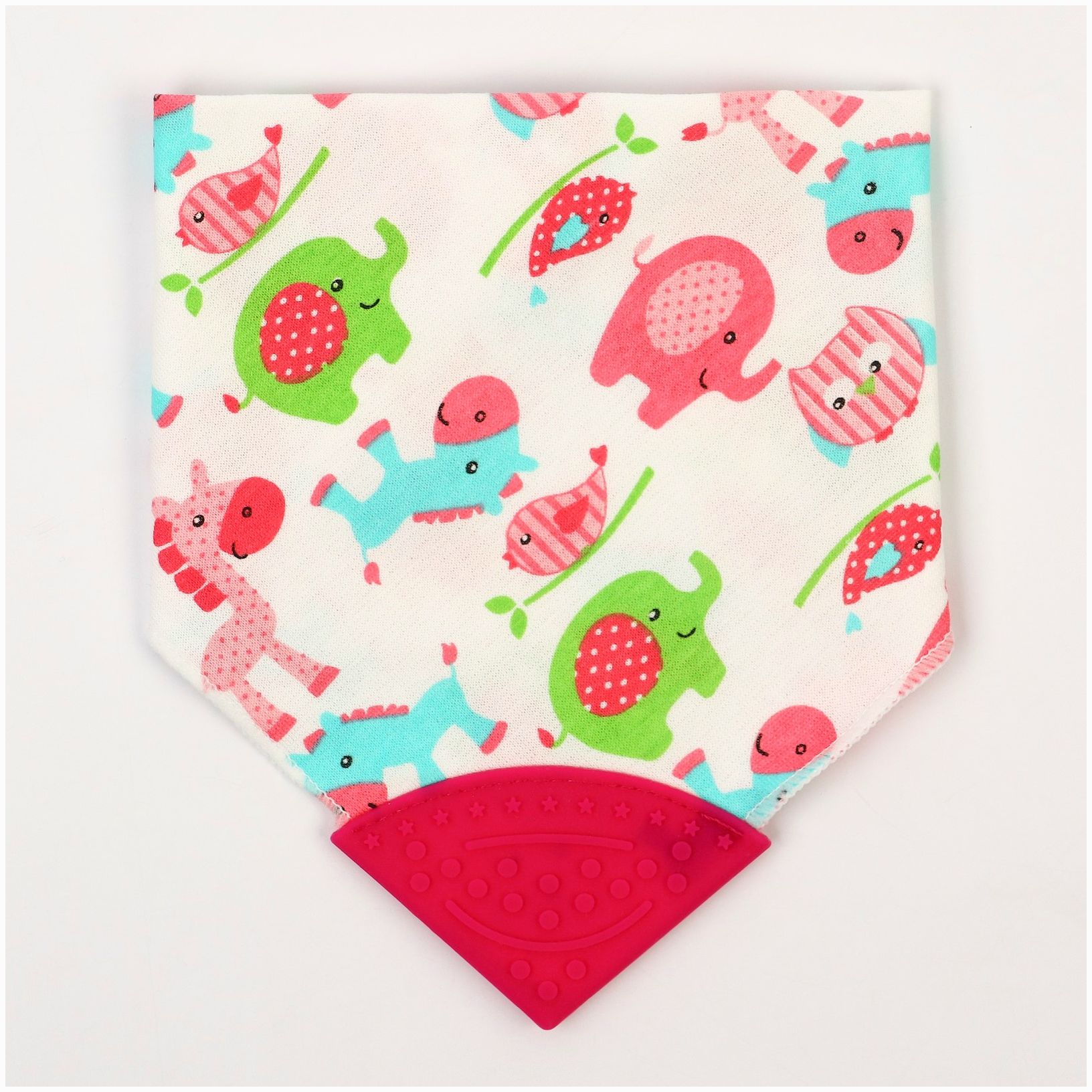 № 4405120 Нагрудник-бандана/слюнявчик непромокаемый с прорезывателем на кнопке, цвет розовый, МИКС