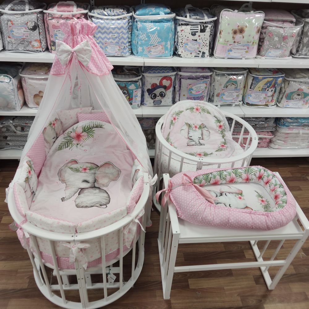 КПБ 21 пр (балдахин + борт + пододеяльник + 2 одеяла + навол + подуш + 2 прост + гнездо (бязь) 12кв артикул анонс 1151-О-1_20