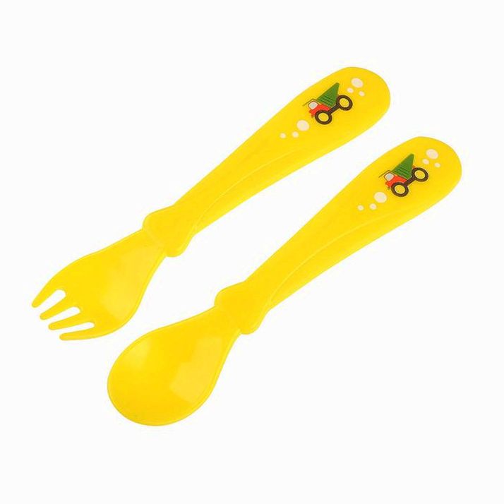 № 2618980 Столовые приборы «Транспорт», 2 предмета: ложка и вилка, от 5 мес., цвет жёлтый