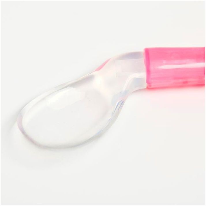 Картинка Ложка детская силиконовая «Изогнутая» для кормления, от 5 мес., цвет розовый (№2875755) от магазина Мир детей Товары для Новорожденных