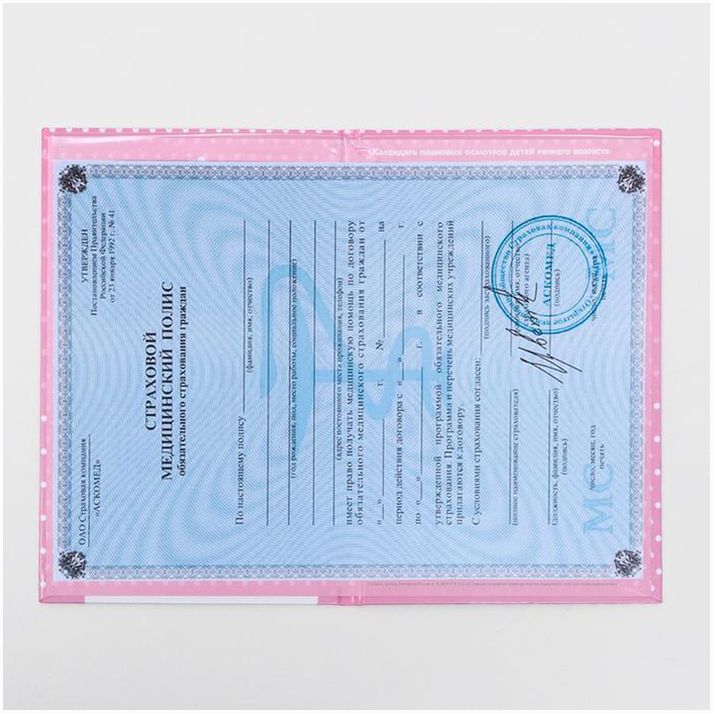 Картинка Папка для медицинского полиса "Мишка" для девочки, 17,5 х 11,3 см (№4262435) от магазина Мир детей Товары для Новорожденных