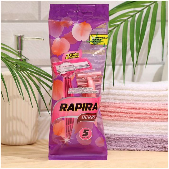 Станок бритвенный Rapira BERRY, со смазывающей полоской с алоэ, одноразовый, 5 шт. артикул анонс 5467155
