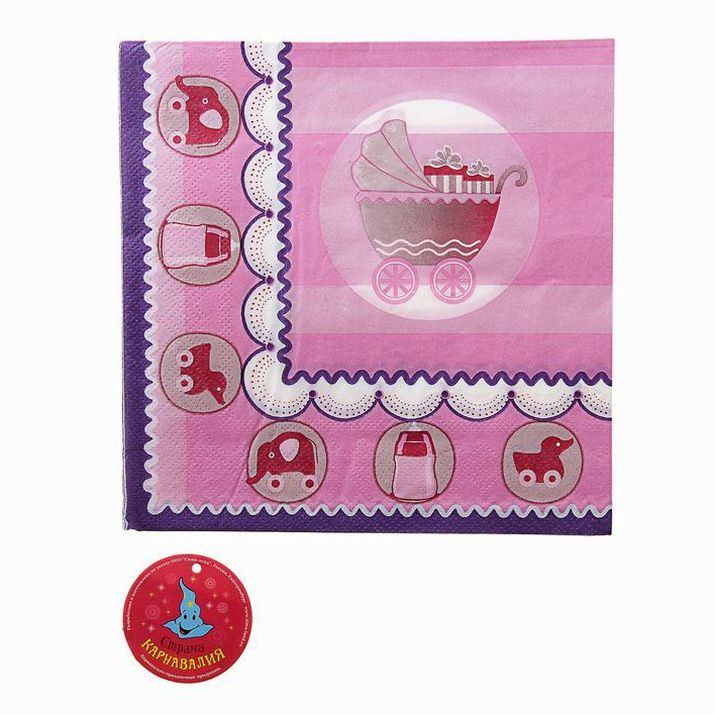 Картинка Салфетки бумажные "С новорождённым" для девочки, набор 20 шт. (№328888) от магазина Мир детей Товары для Новорожденных