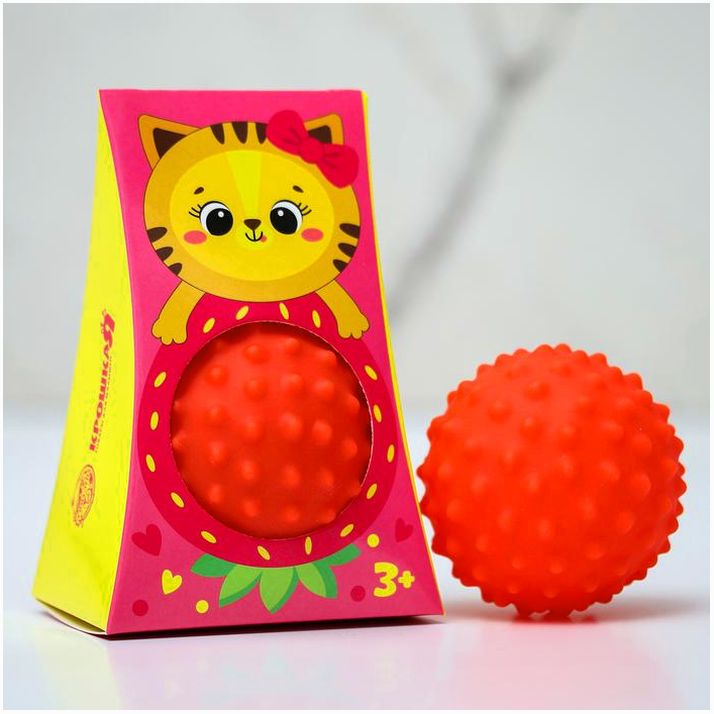 Развивающий тактильный мячик «Кошечка», с пищалкой, 1 шт, Крошка Я артикул анонс 4916704