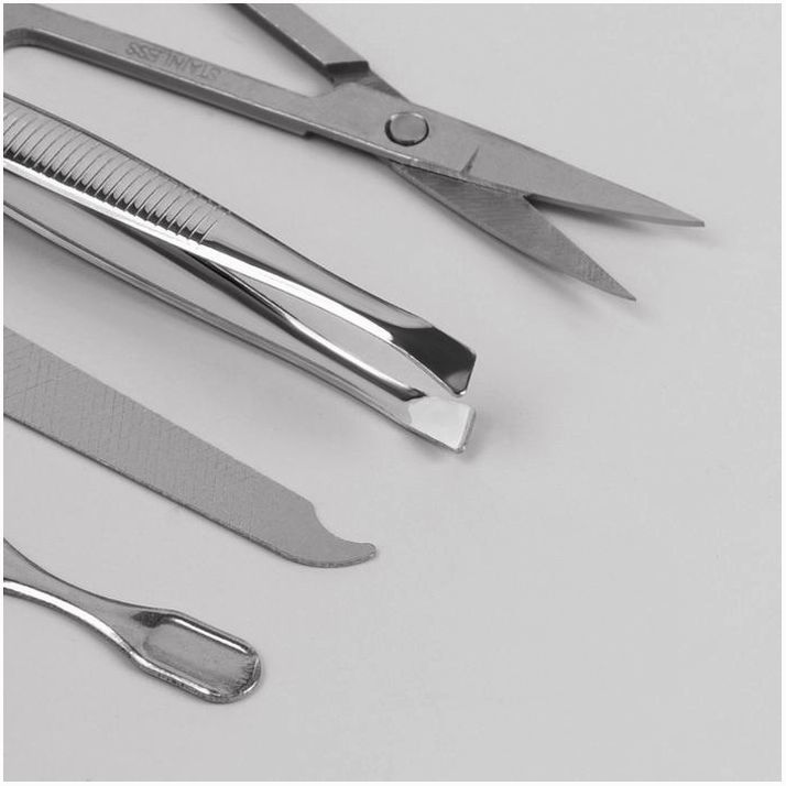 № 2570395 Набор маникюрный, 7 предметов, в футляре, цвет МИКС