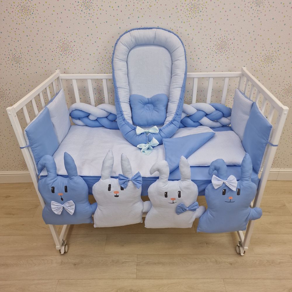 КПБ 16 пр (борт + пододеяльник + одеяло + наволочка + 2подушки + простынь + гнездо (бязь) артикул анонс 1170-0-1бб_03