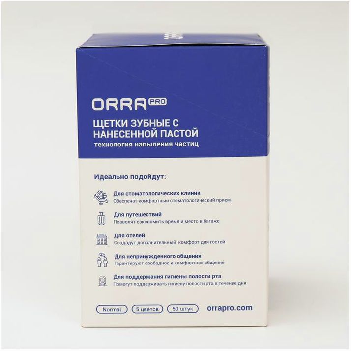 Картинка Одноразовая зубная щетка с нанесенной пастой ORRAPRO Classic 15 см (№4814955) от магазина Мир детей Товары для Новорожденных