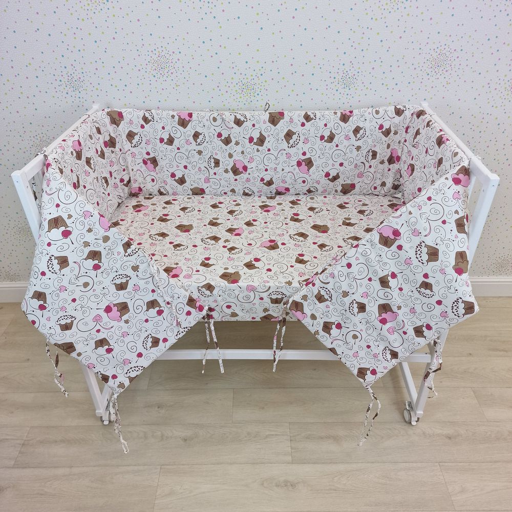 Бортик сплошной по всему периметру кроватки (бязь + синтепон) артикул анонс 950