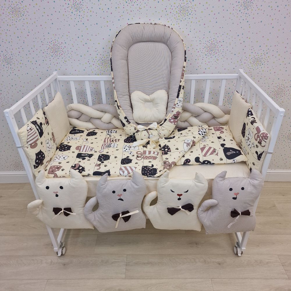 Картинка КПБ 16 пр (борт + пододеяльник + одеяло + наволочка + 2подушки + простынь + гнездо (бязь) (№1172-0-1бб) цвета в ассортименте от магазина Мир детей Товары для Новорожденных