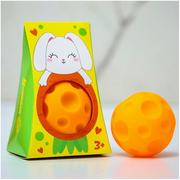 Развивающий тактильный мячик «Зайка», с пищалкой, 1 шт, Крошка Я артикул анонс 4916706