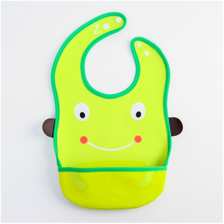 Картинка Нагрудник для кормления «Лягушка» непромокаемый на кнопке, с карманом (№1026894) от магазина Мир детей Товары для Новорожденных