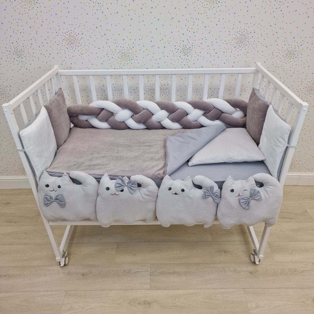 Картинка КПБ 16 пр (борт + пододеяльник + одеяло + наволочка + подушка + простынь (плюш/бязь) (№1181-0-1бб) цвета в ассортименте от магазина Мир детей Товары для Новорожденных