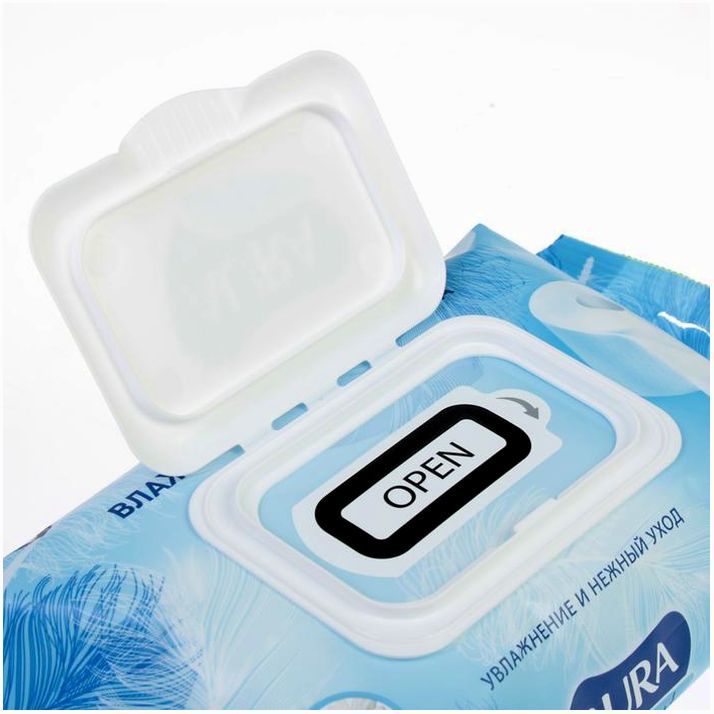 Картинка Туалетная бумага влажная Аura, 80 шт. (№1386041) от магазина Мир детей Товары для Новорожденных