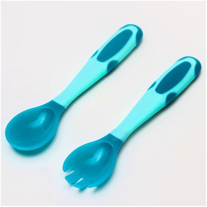 Картинка Набор приборов для кормления термовилка и термоложка, 2 шт, цвет зеленый/синий (№4800407) от магазина Мир детей Товары для Новорожденных