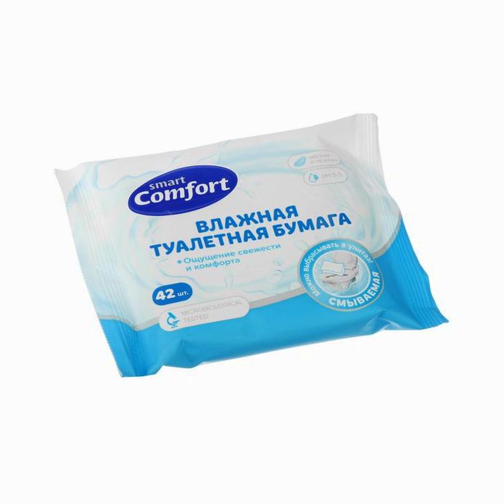 Влажная туалетная бумага Comfort smart, 42 шт. артикул анонс 7183727