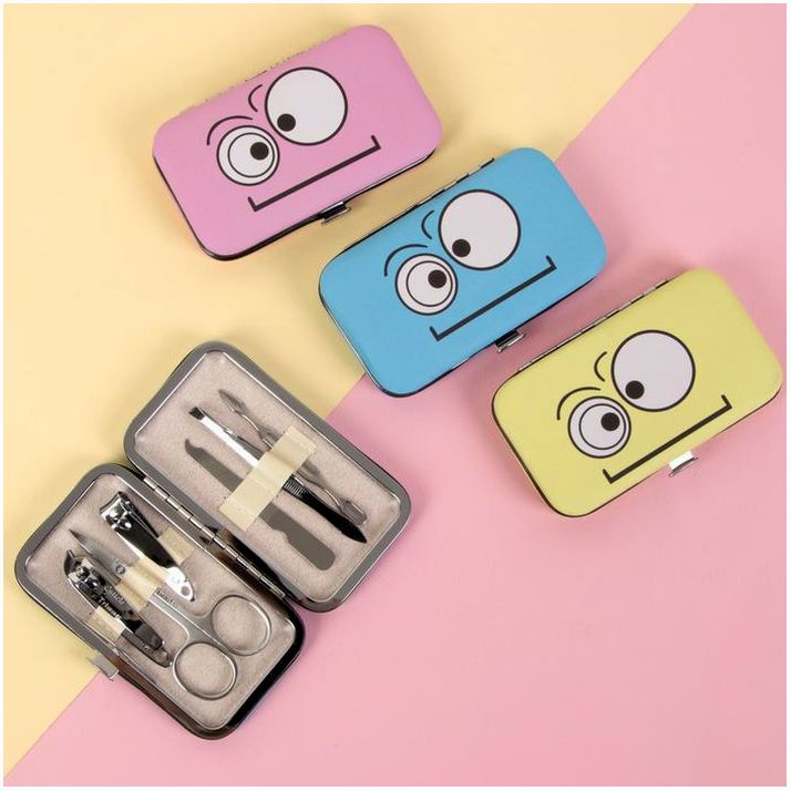 Набор маникюрный «Смайлики», 6 предметов, в футляре, цвет МИКС артикул анонс 2570415