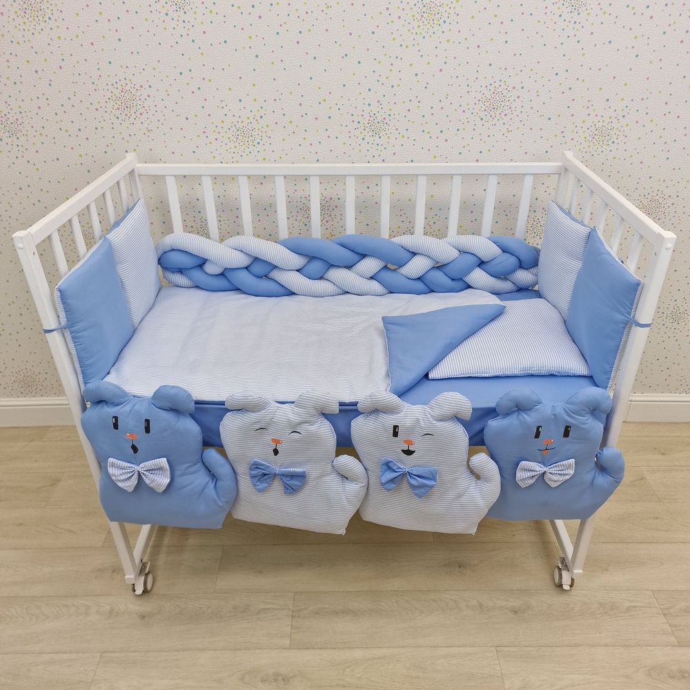 Картинка КПБ 15 пр (балдахин + борт + пододеяльник + одеяло + наволочка + подушка + простынь (бязь) (№1175-0-1) цвета в ассортименте от магазина Мир детей Товары для Новорожденных