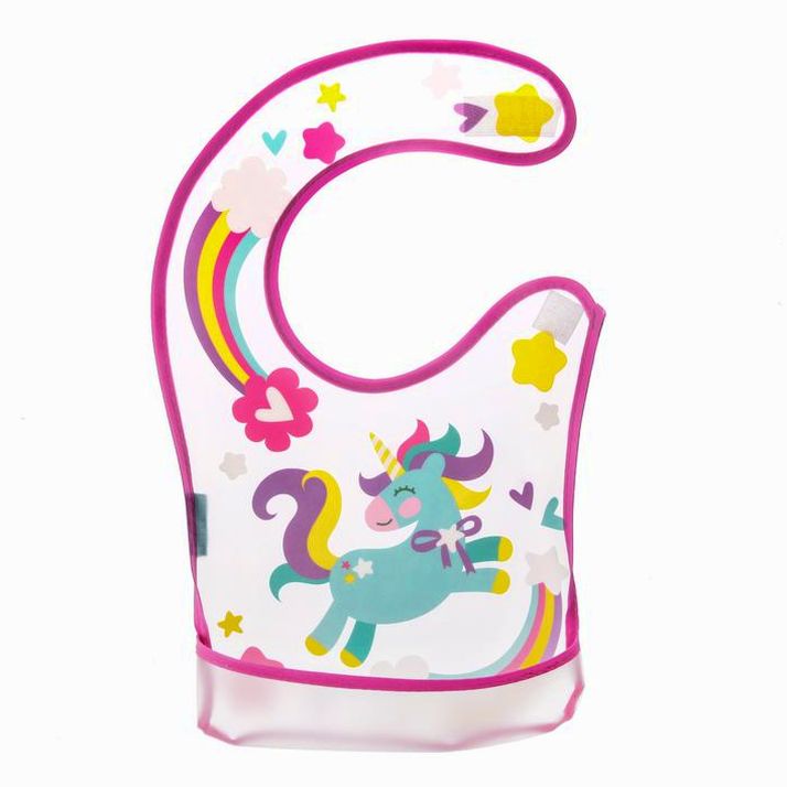 № 4136442 Нагрудник для кормления «Волшебная пони» непромокаемый на липучке, с карманом, МИКС