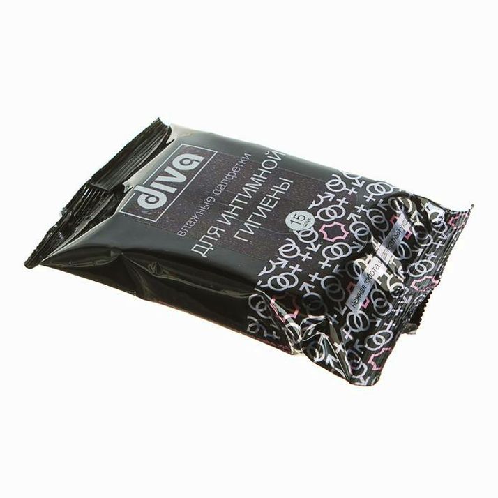 № 2527022 Влажные салфетки Diva intimate Black, для интимной гигиены, 15 шт.