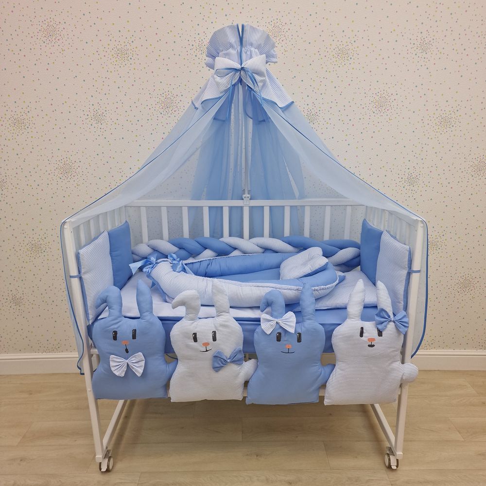 КПБ 17 пр (балдахин + борт + пододеяльник + одеяло + наволочка + 2подушки + простынь + гнездо (бязь) артикул анонс 1170-0-1_03