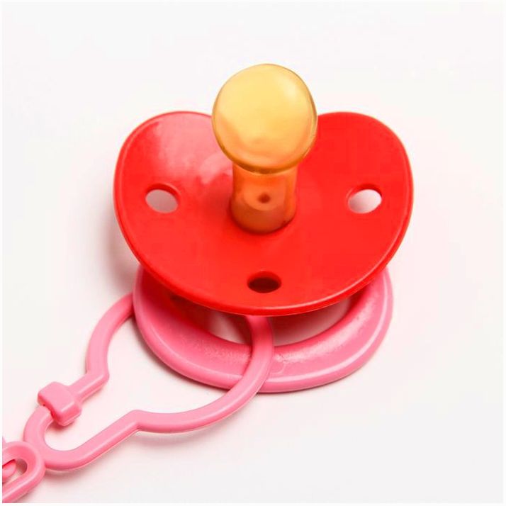 Картинка Соска-пустышка ортодонтическая, латекс, от 0 мес., с держателем, «Мур-мур», цвет розовый (№1476697) от магазина Мир детей Товары для Новорожденных