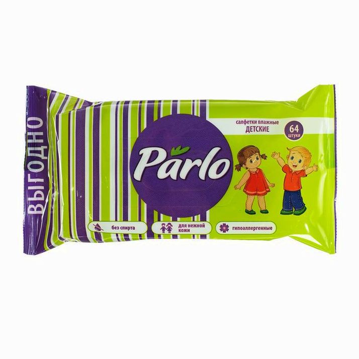 Влажные салфетки PARLO, для детей, 64 шт. артикул анонс 4921411