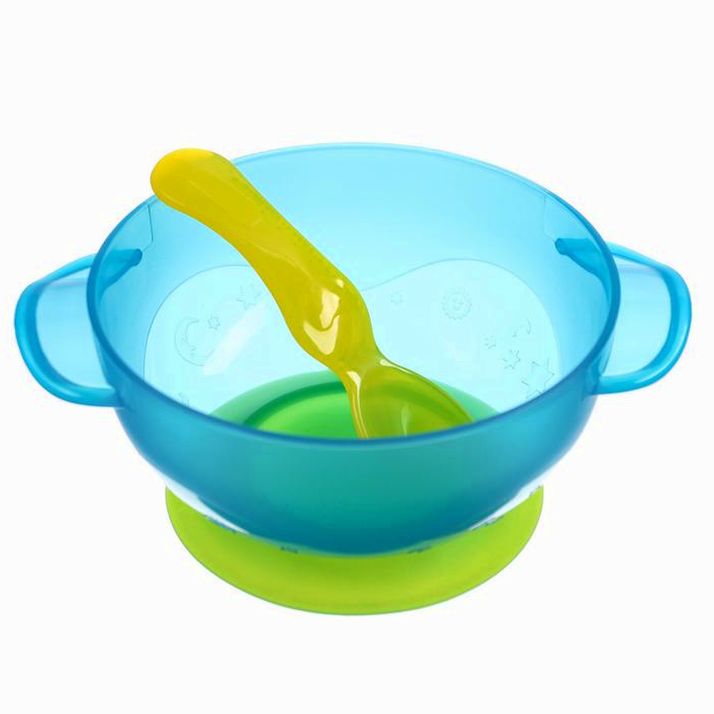 Картинка Набор для кормления: миска на присоске с крышкой, ложка, цвет бирюзовый (№9037724) от магазина Мир детей Товары для Новорожденных