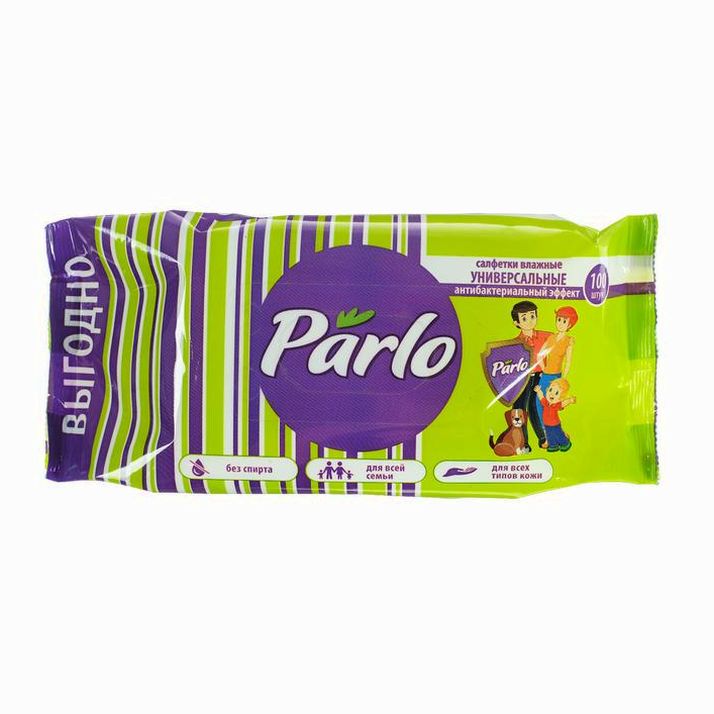 Влажные салфетки PARLO, универсальные, для всей семьи, 100 шт. артикул анонс 4921408