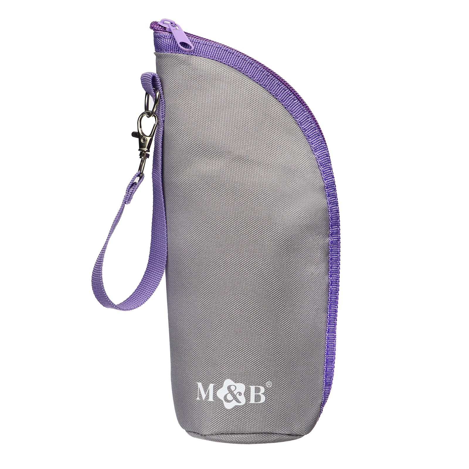 № 9603029 Термосумка для бутылочки на молнии цвет серый/лаванда