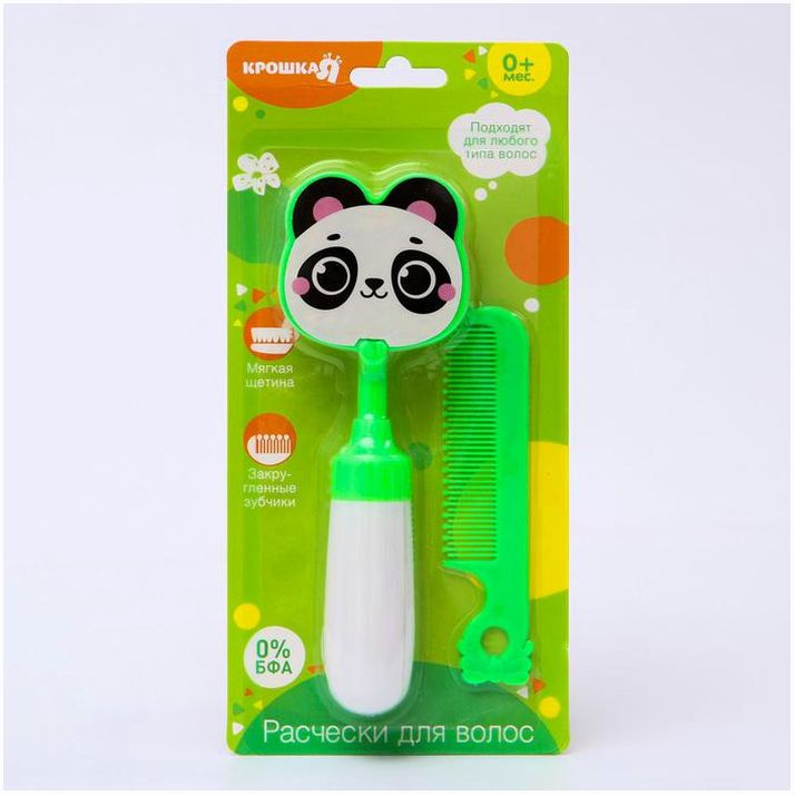 Картинка Набор расчёсок «Панда», 2 предмета: расчёска с зубчиками + щётка (№4798838) от магазина Мир детей Товары для Новорожденных