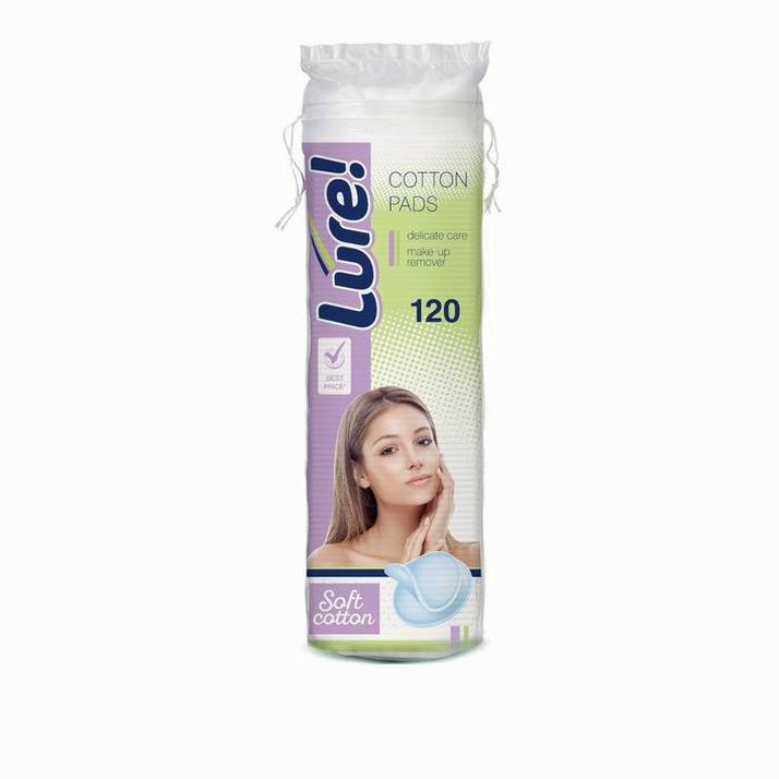 Картинка Ватные диски Lure для снятия макияжа и маникюра, 120 шт. (№1386042) от магазина Мир детей Товары для Новорожденных