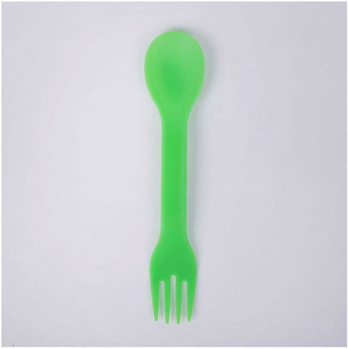 № 2257244 Ложка детская 2 в 1 «Вилка-ложка», от 5 мес., цвет зелёный